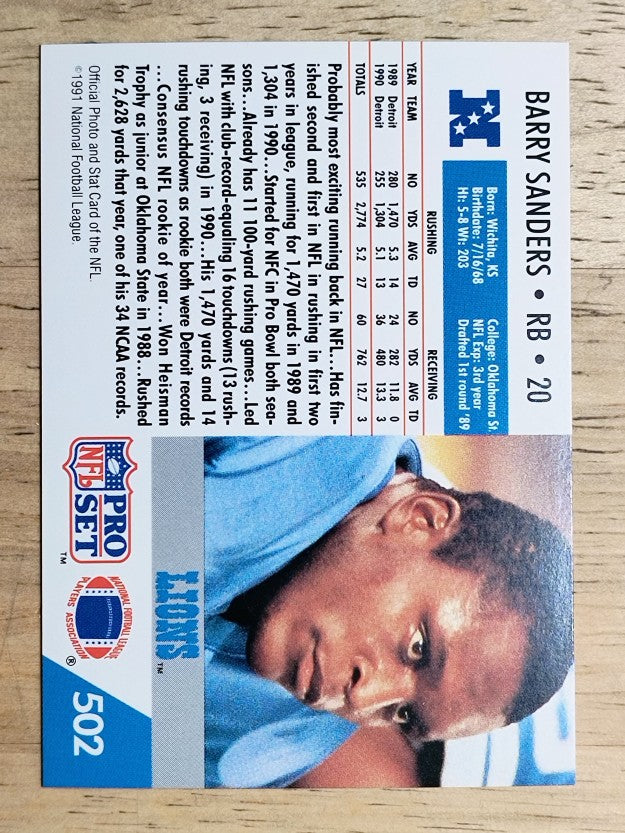 1991 Pro Set #502 Barry Sanders