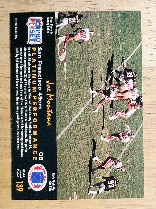 1991 Pro Set Platinum #139 Joe Montana PP
