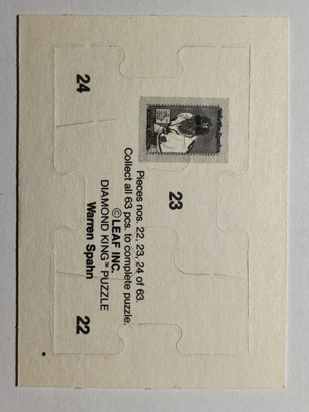 1989 Donruss Warren Spahn Puzzle #22 Spahn Puzzle 22-24