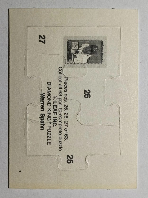 1989 Donruss Warren Spahn Puzzle #25 Spahn Puzzle 25-27