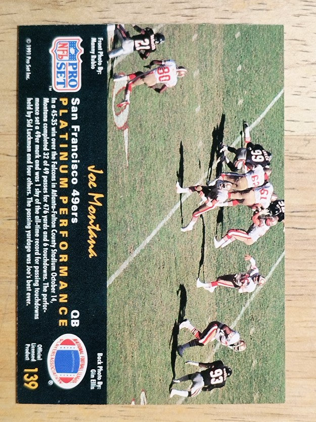 1991 Pro Set Platinum #139 Joe Montana PP