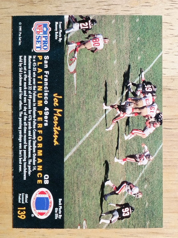 1991 Pro Set Platinum #139 Joe Montana PP
