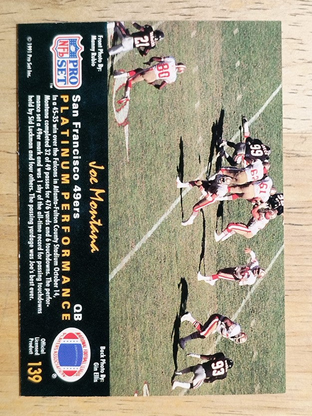 1991 Pro Set Platinum #139 Joe Montana PP