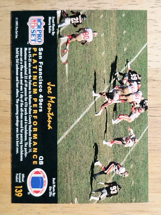 1991 Pro Set Platinum #139 Joe Montana PP