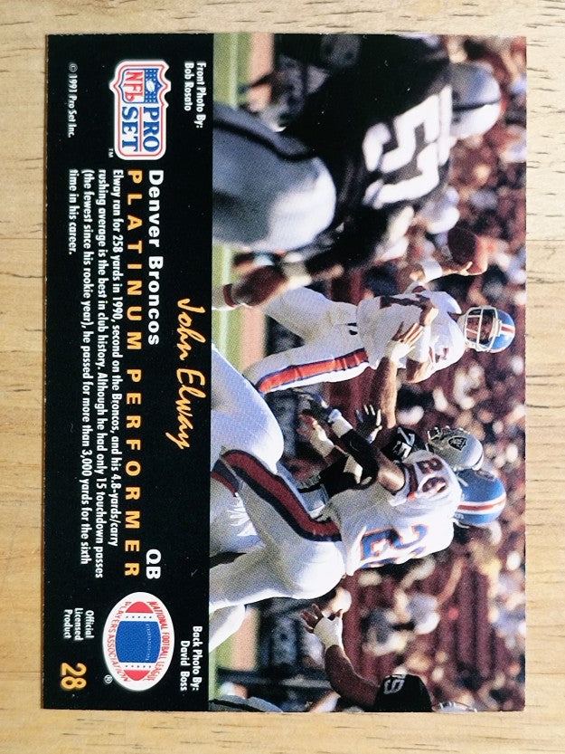 1991 Pro Set Platinum #28 John Elway