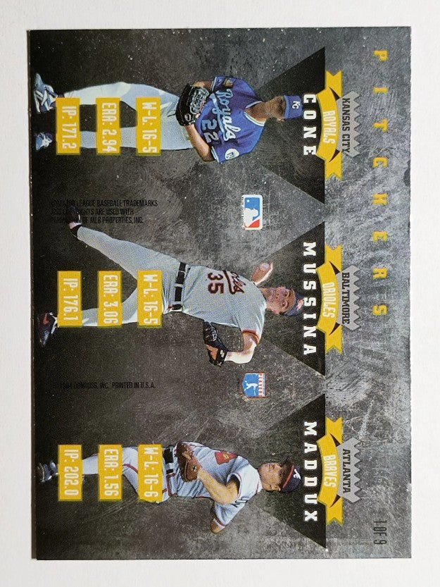 1995 Donruss Dominators #1 Greg Maddux/David Cone/Mike Mussina