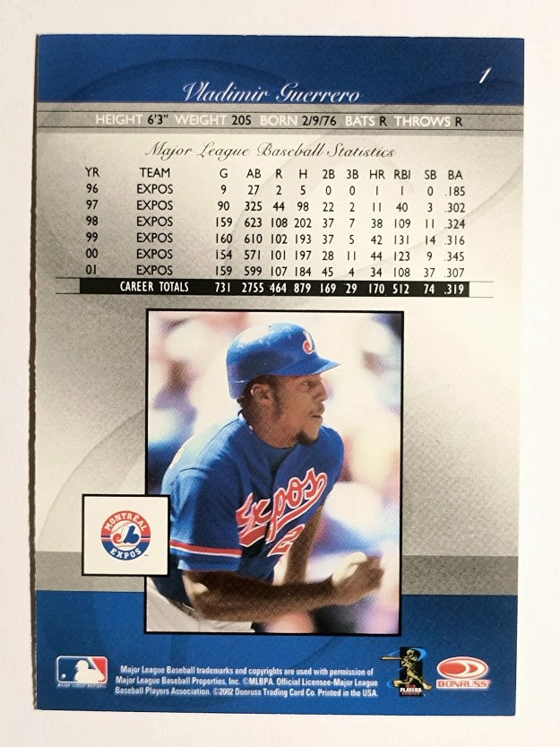 2002 Donruss Elite #1 Vladimir Guerrero