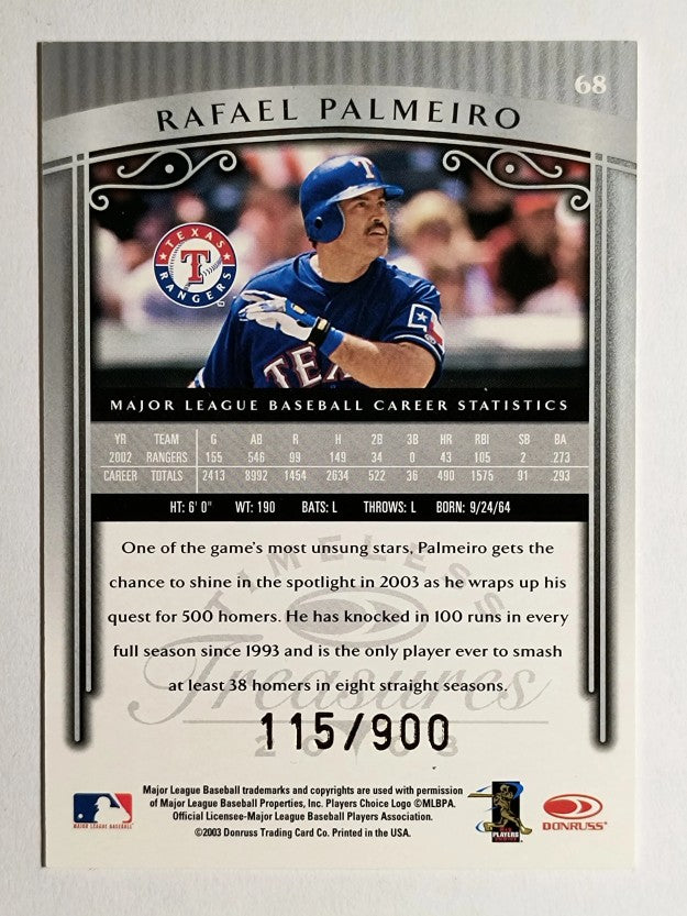 2003 Timeless Treasures #68 Rafael Palmeiro