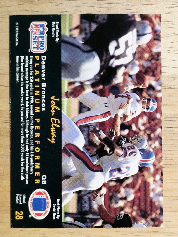 1991 Pro Set Platinum #28 John Elway