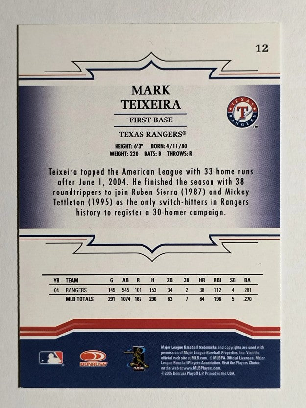 2005 Throwback Threads #12 Mark Teixeira