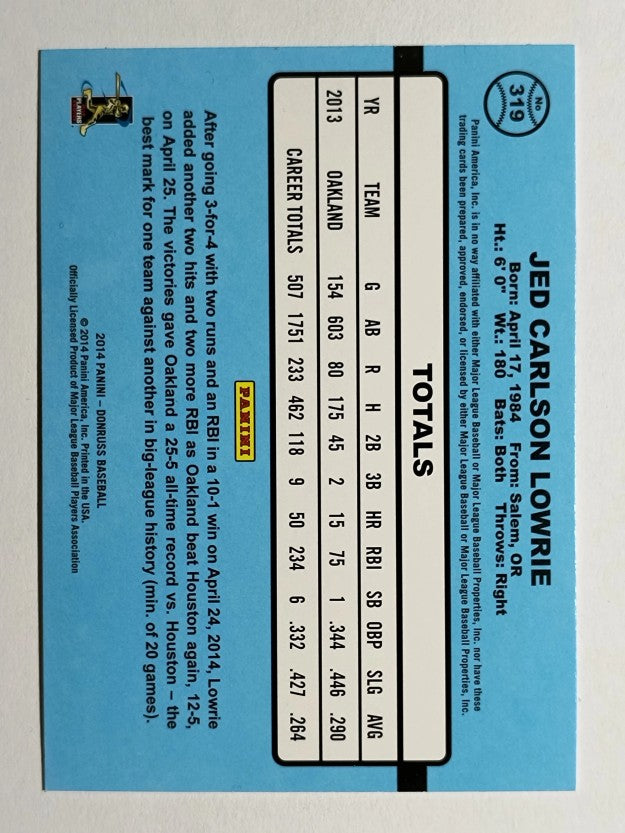2014 Donruss #319 Jed Lowrie