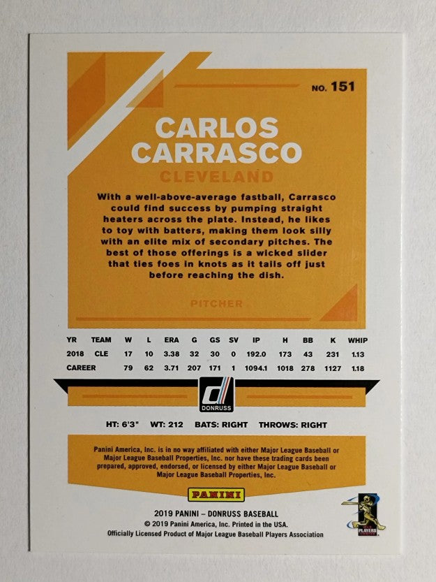 2019 Donruss #151 Carlos Carrasco