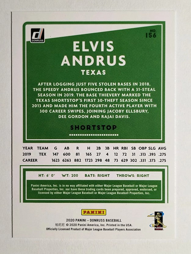 2020 Donruss #156 Elvis Andrus