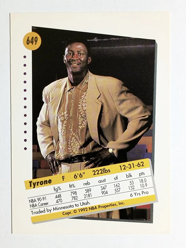 1991-92 SkyBox #649 Tyrone Corbin