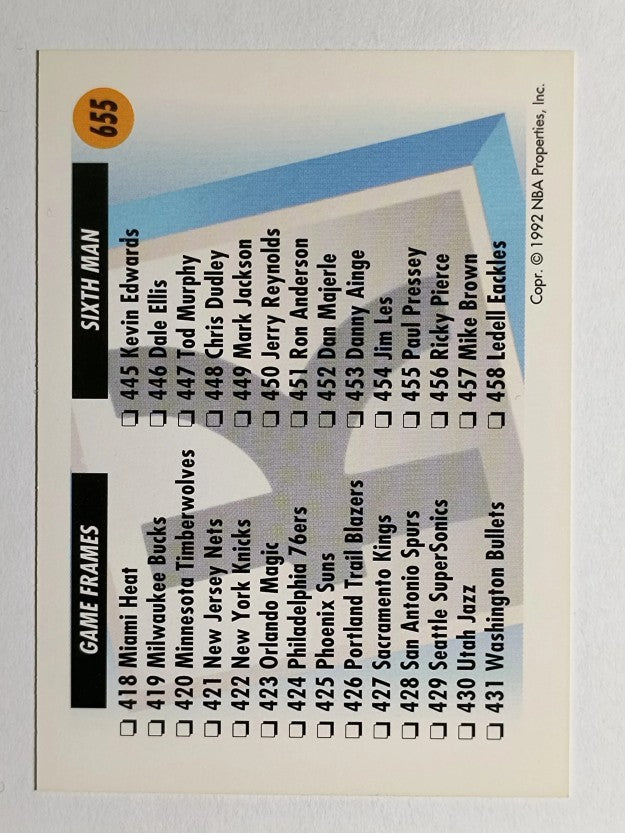 1991-92 SkyBox #655 Checklist K/405-458
