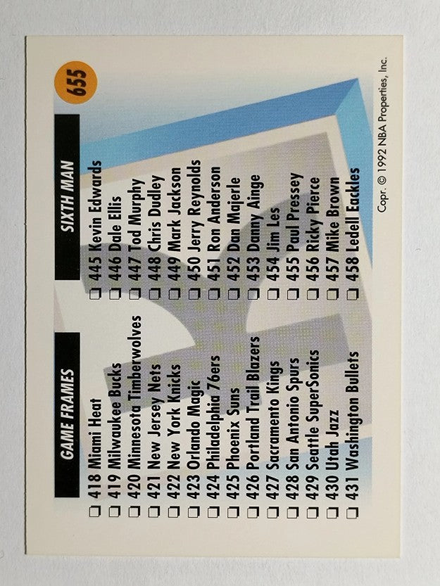 1991-92 SkyBox #655 Checklist K/405-458
