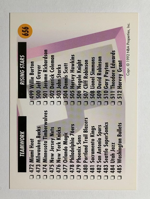 1991-92 SkyBox #656 Checklist Y/459-512
