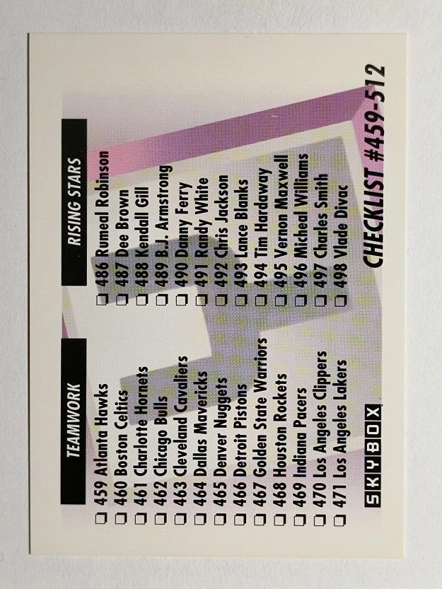 1991-92 SkyBox #656 Checklist Y/459-512