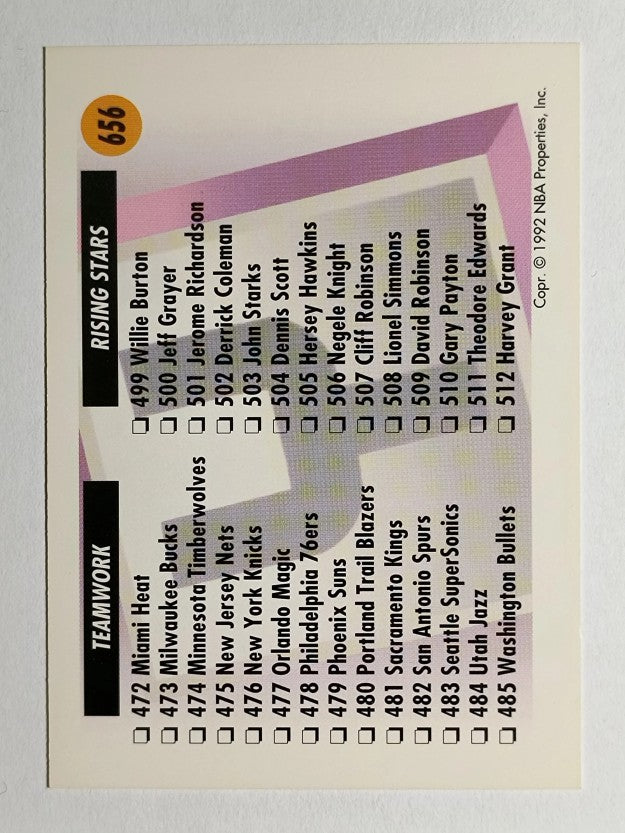 1991-92 SkyBox #656 Checklist Y/459-512