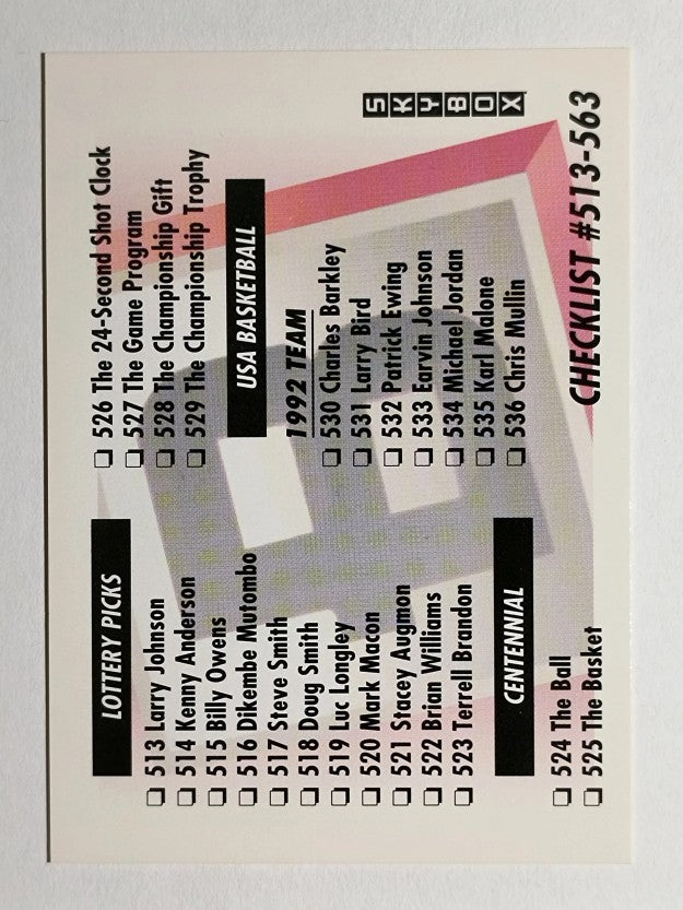 1991-92 SkyBox #657 Checklist B/513-563