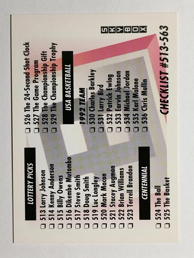 1991-92 SkyBox #657 Checklist B/(513-563)