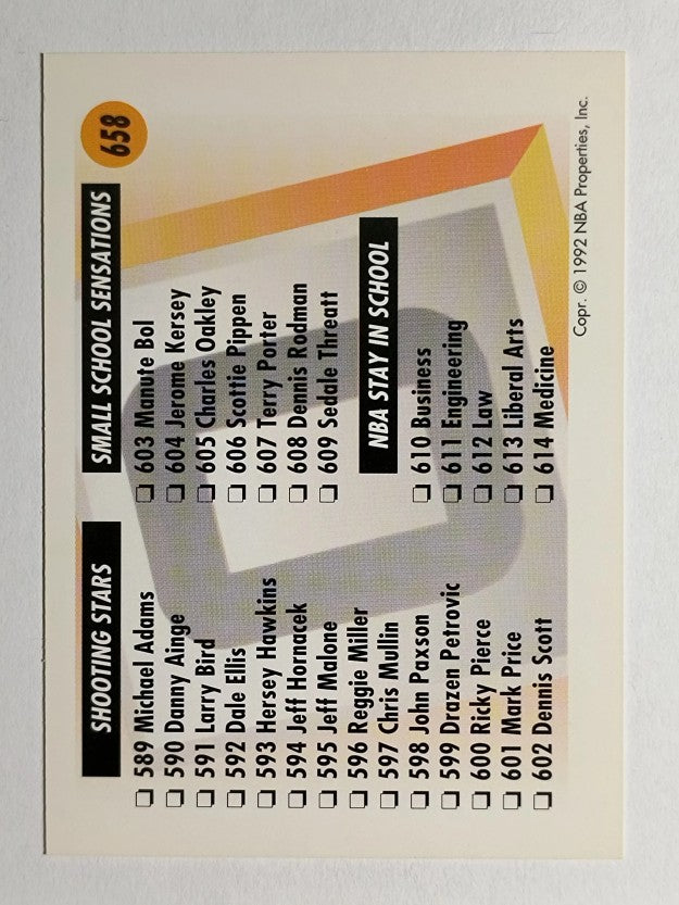 1991-92 SkyBox #658 Checklist O/564-614