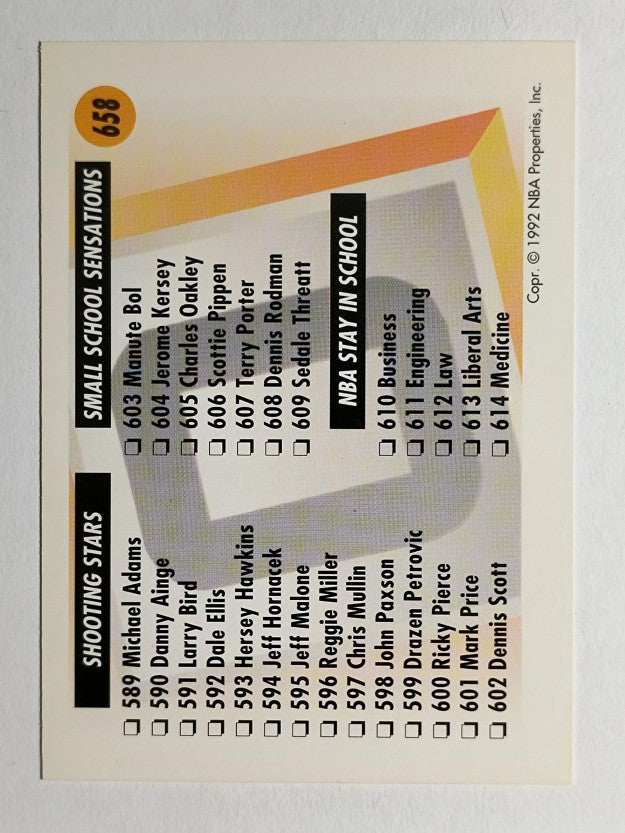 1991-92 SkyBox #658 Checklist O/564-614