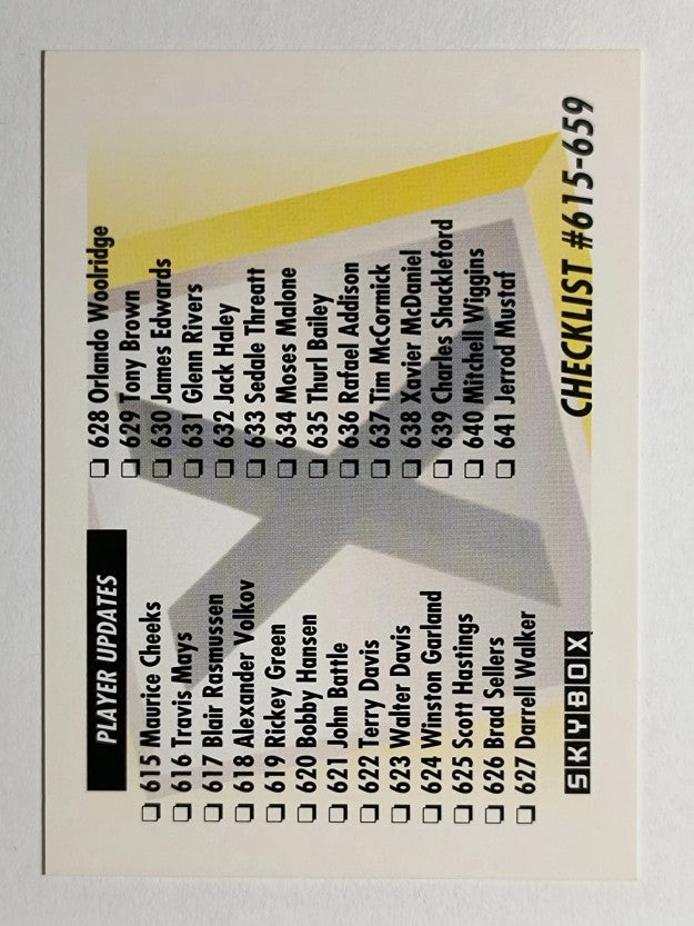 1991-92 SkyBox #659 Checklist X/615-659