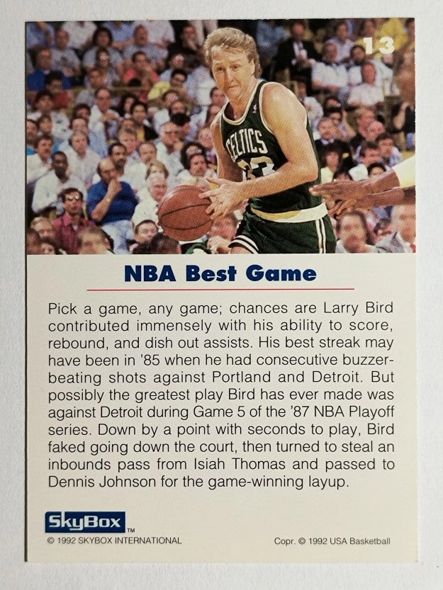 1992 SkyBox USA #13 Larry Bird/NBA Best Game (NM)