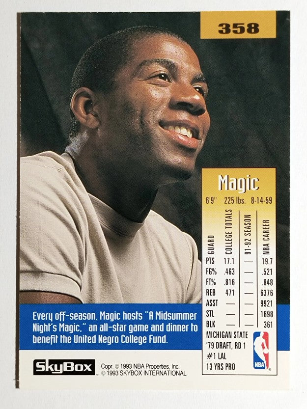 1992-93 SkyBox #358 Magic Johnson (EXMT)