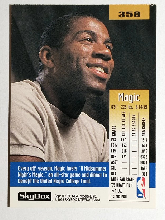1992-93 SkyBox #358 Magic Johnson (EXMT)