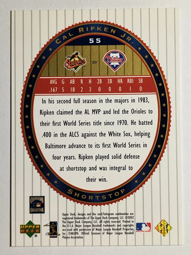 2002 Upper Deck World Series Heroes #55 Cal Ripken (NM)
