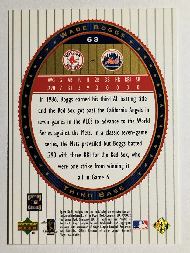 2002 Upper Deck World Series Heroes #63 Wade Boggs