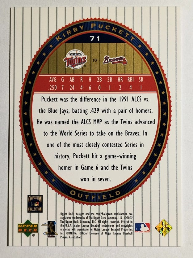 2002 Upper Deck World Series Heroes #71 Kirby Puckett