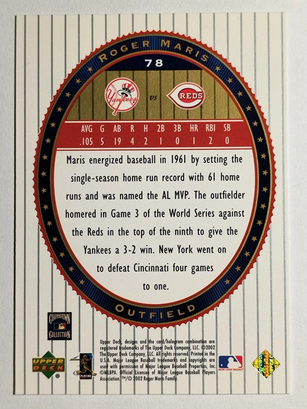 2002 Upper Deck World Series Heroes #78 Roger Maris