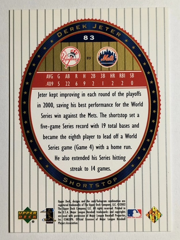 2002 Upper Deck World Series Heroes #83 Derek Jeter