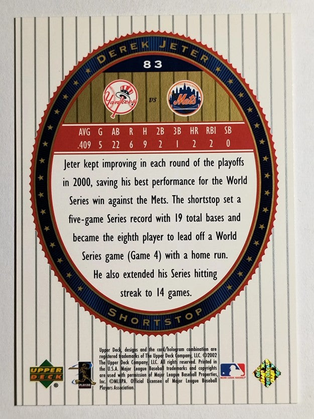 2002 Upper Deck World Series Heroes #83 Derek Jeter