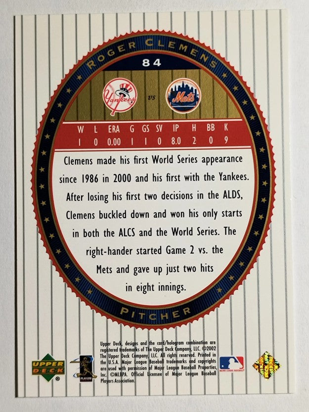 2002 Upper Deck World Series Heroes #84 Roger Clemens