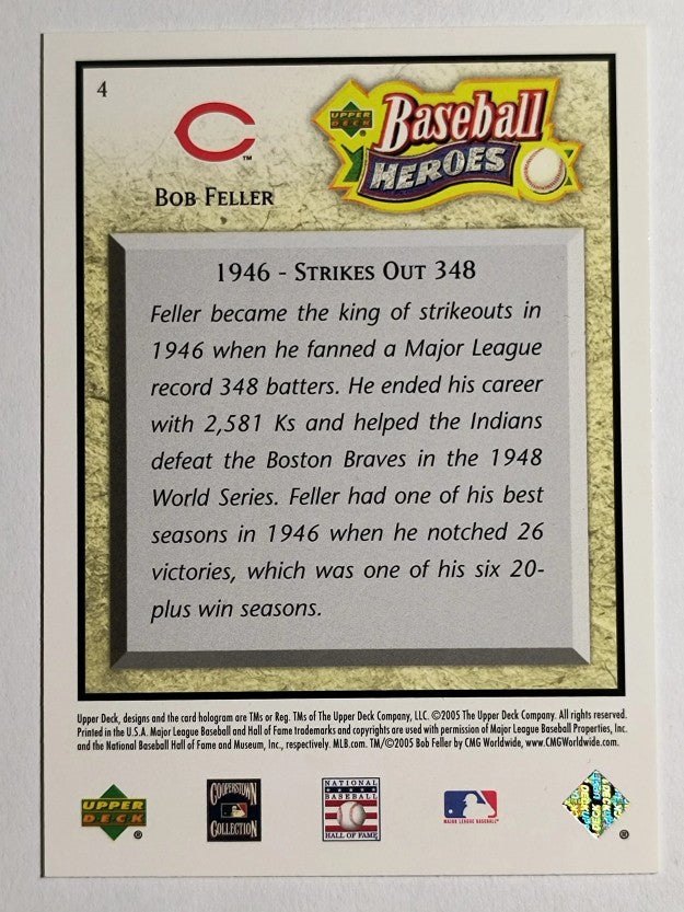 2005 Upper Deck Baseball Heroes #4 Bob Feller