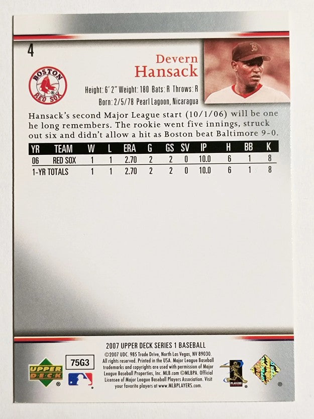 2007 Upper Deck #4 Devern Hansack RC