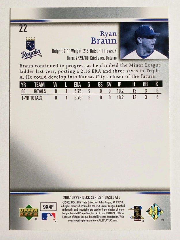 2007 Upper Deck #22 Ryan Braun RC