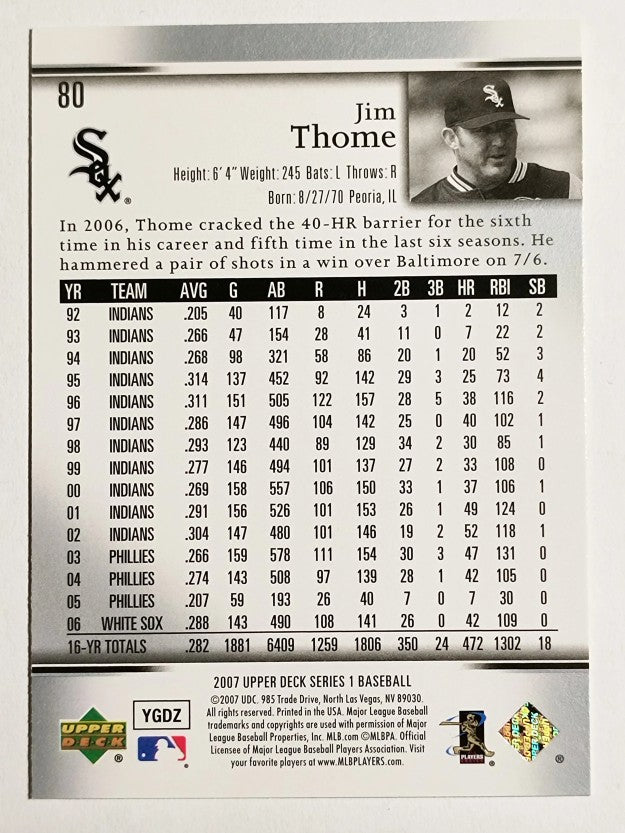 2007 Upper Deck #80 Jim Thome