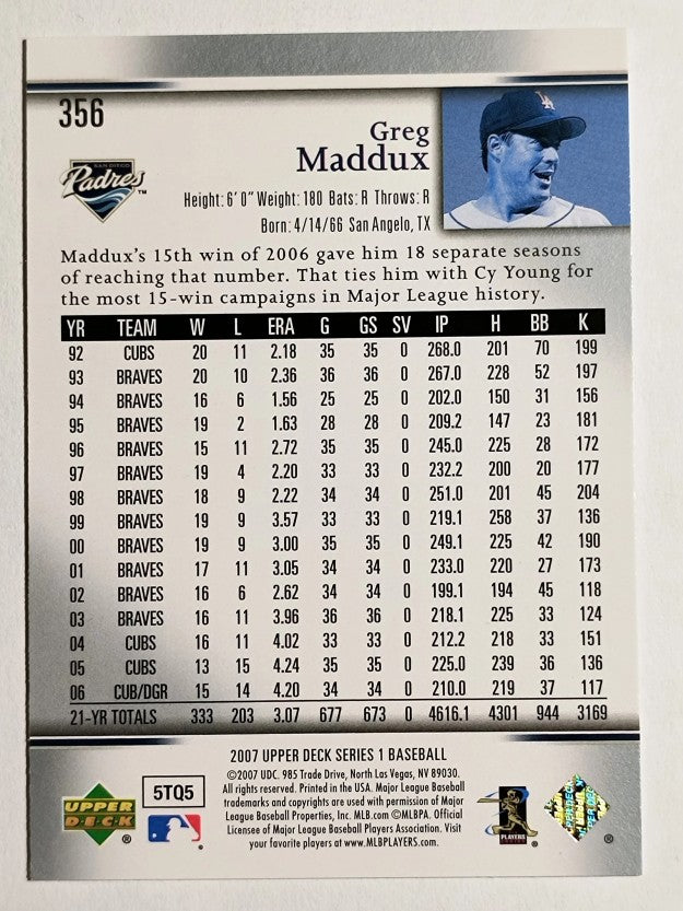 2007 Upper Deck #356 Greg Maddux