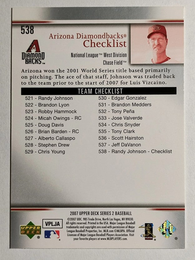2007 Upper Deck #538 Randy Johnson CL