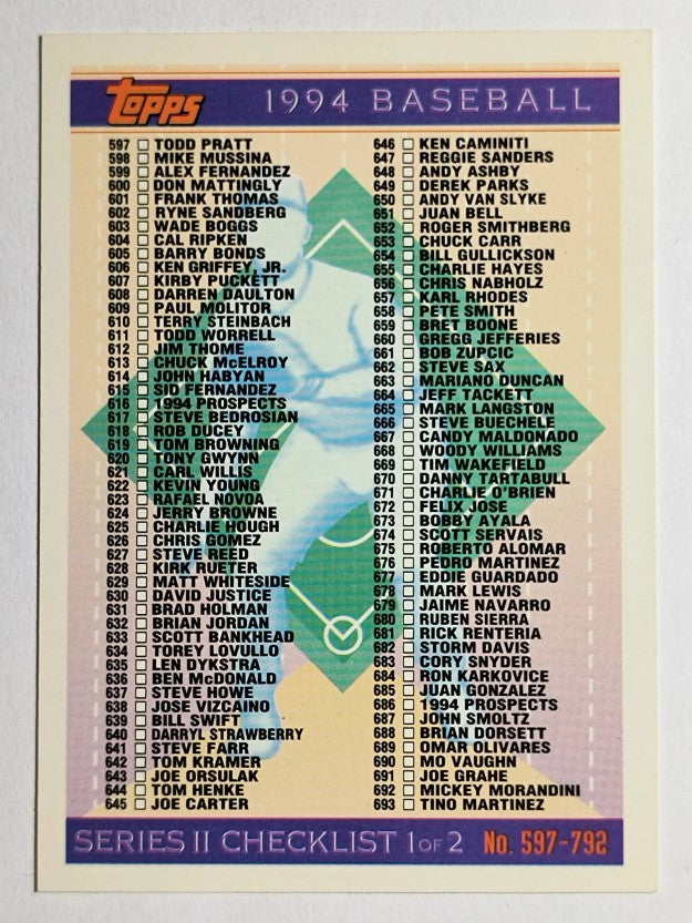 1994 Topps #791 Checklist 3