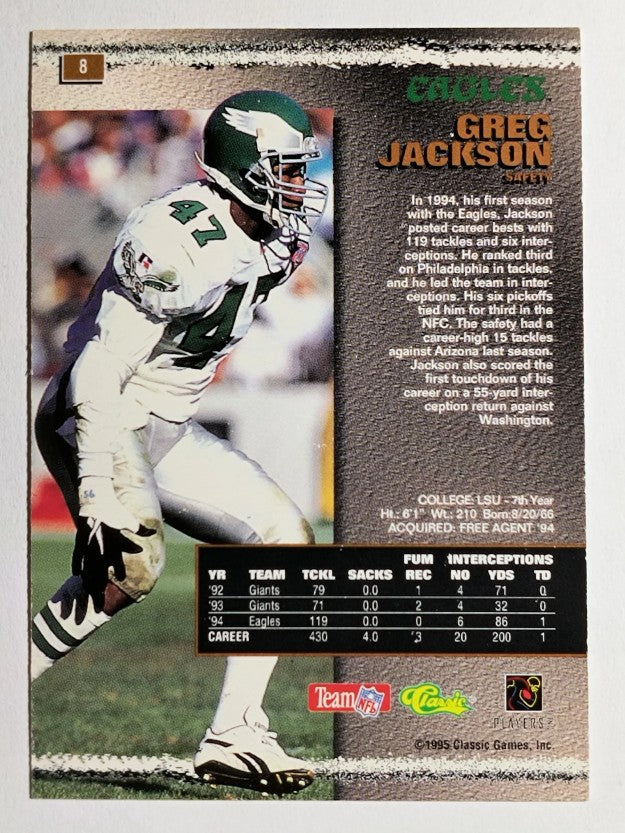 1995 Pro Line Silver #8 Greg Jackson