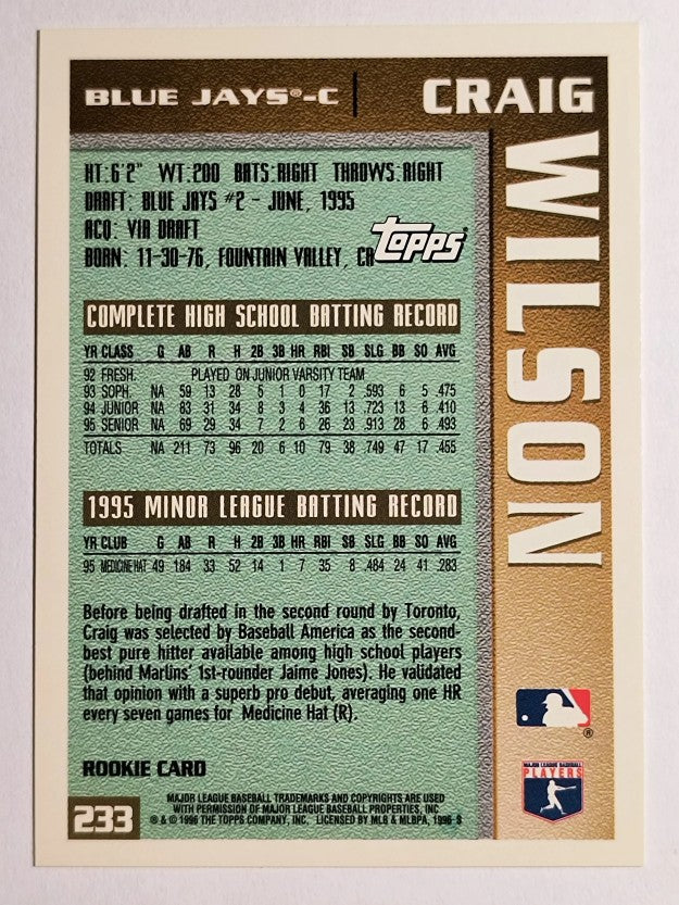 1996 Topps #233 Craig Wilson RC