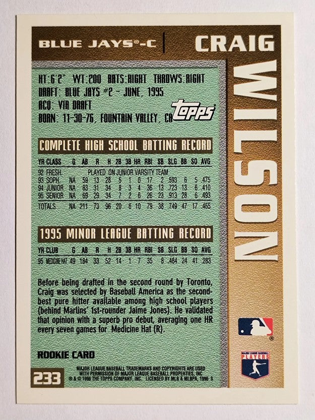 1996 Topps #233 Craig Wilson RC