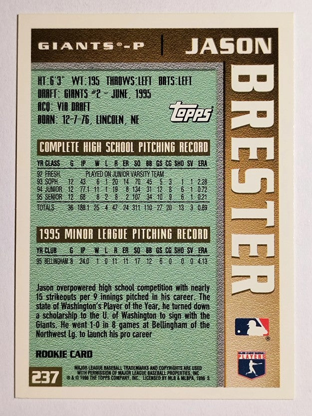 1996 Topps #237 Jason Brester RC
