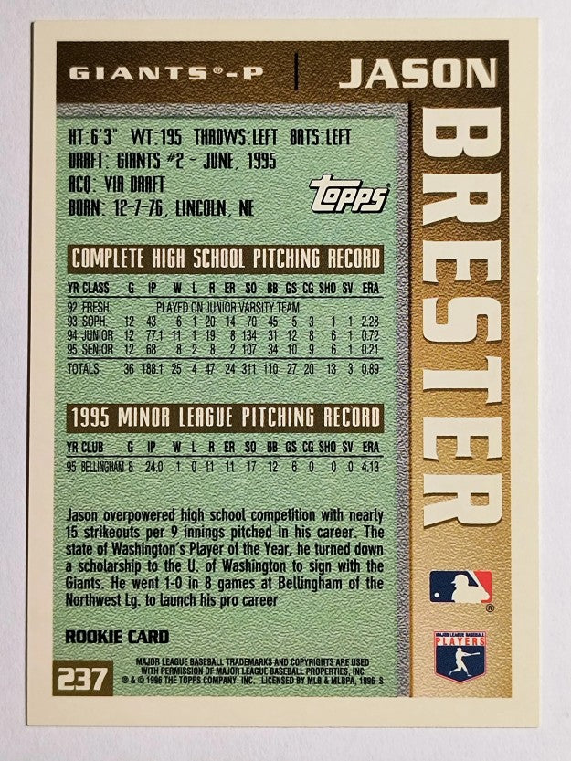 1996 Topps #237 Jason Brester RC